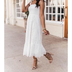 NWT White Eyelet Midi - Medium, Pink Lily